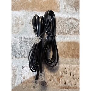 Lot of 2 Black Telephone Line Cords RJ11 Modular Phone Cables 4-Wire Standard
